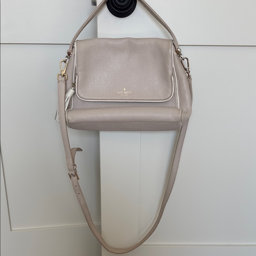 kate spade taupe pebble leather purse